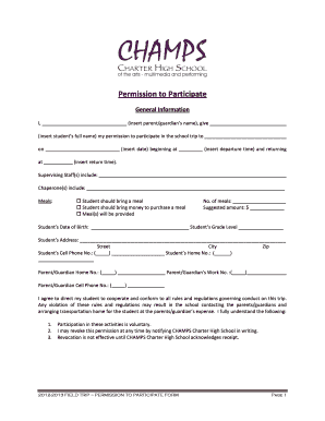 Field Trip Permission Form