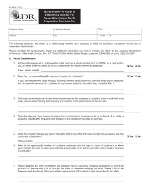 Louisiana Corporation Tax Liability Questionnaire