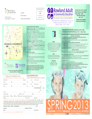 Recreation Department Registration Form