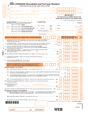 Louisiana Nonresident and Part-year Resident Income Tax Form