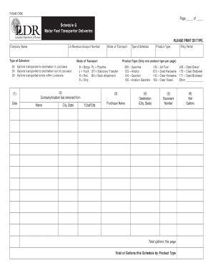 Louisiana Motor Fuel Transporter Deliveries Schedule