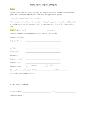 Texas Workers' Compensation First Report of Injury
