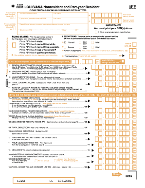 Louisiana Nonresident and Part-year Resident Tax Form IT-540B