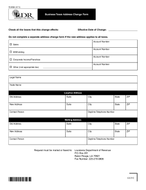 Louisiana Business Taxes Address Change Form