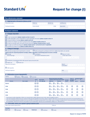 Request for Change in Health Insurance Coverage