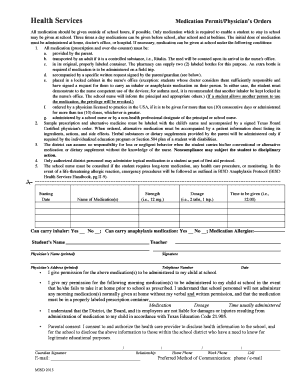 School Medication Permit Form