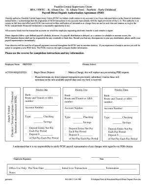 Payroll Direct Deposit Authorization Agreement