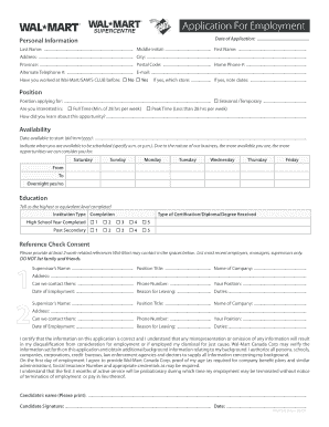 Wal-Mart Canada Employment Application
