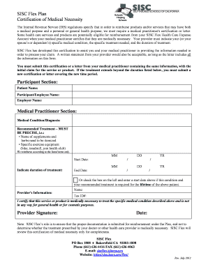 SISC Flex Certification of Medical Necessity