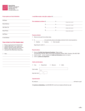 Ohio State University Annual Giving Form