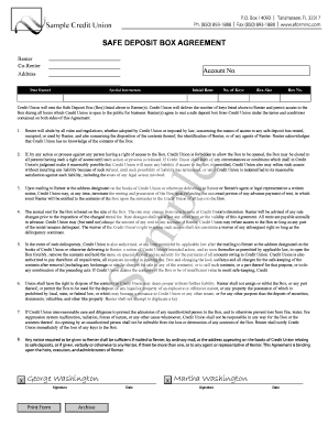Safe Deposit Box Agreement
