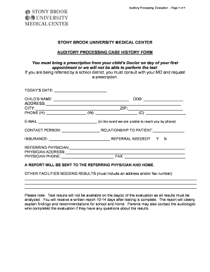 Auditory Processing Evaluation Form