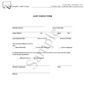 Lost Check Form