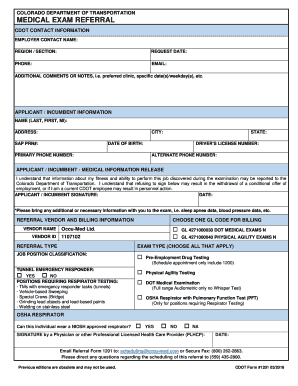 Colorado DOT Medical Exam Referral Form