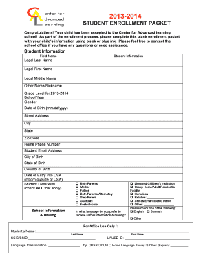 Student enrollment packet - Cloudfrontnet