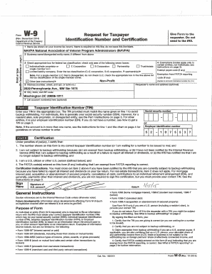 Form W-9 Request for Taxpayer Identification Number and Certification
