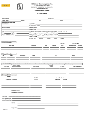 Cargo Insurance Application Form