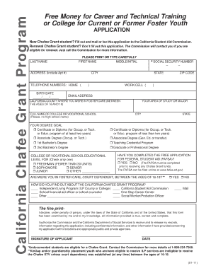 California Chafee Grant Application