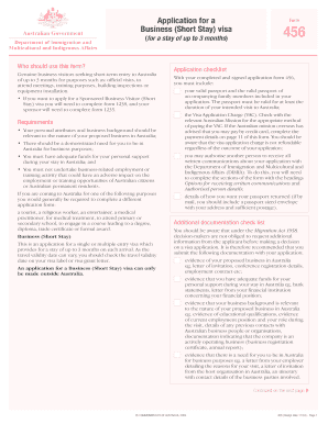 Australia Business Visa Application Form 456