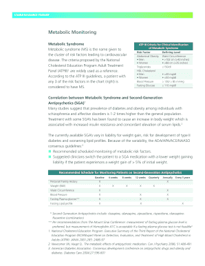 Metabolic Syndrome Monitoring Form