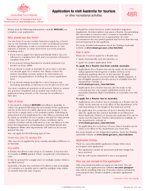 Australia Tourist Visa Application Form 48R