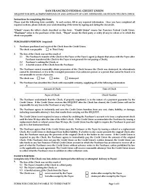 Request for Replacement of Lost Teller's Check