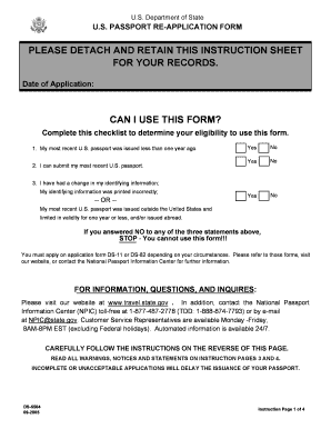 US Passport Re-Application Form