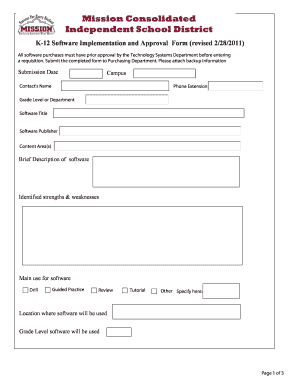 K-12 Software Implementation and Approval Form
