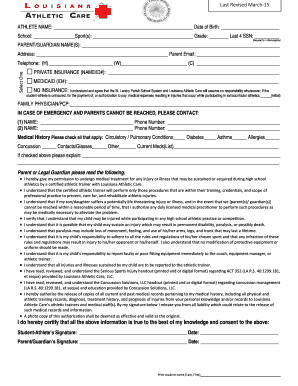 Louisiana High School Athletic Participation Form