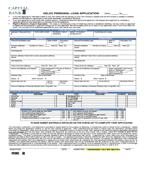 HELOC Personal Loan Application