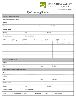 SBA 7(a) Loan Application
