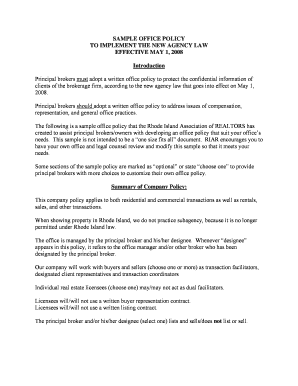 Rhode Island Real Estate Office Policy