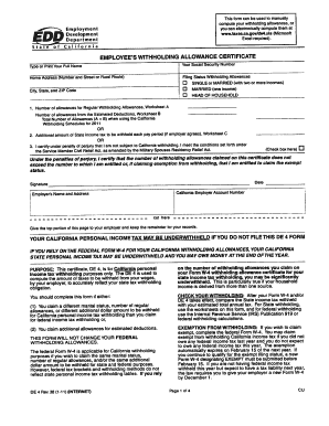 California Employee's Withholding Allowance Certificate