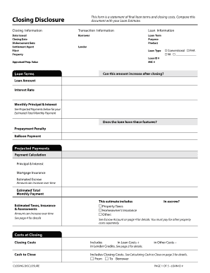 Closing Disclosure Form