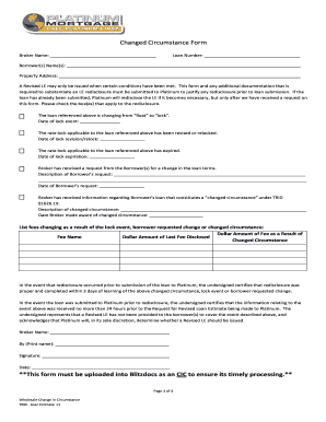 Changed Circumstance Form for Loan Estimate