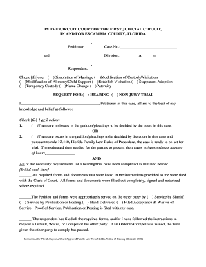 Florida Family Law Hearing Request