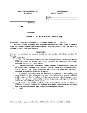 Florida Order to Pick-Up Minor Child(ren)