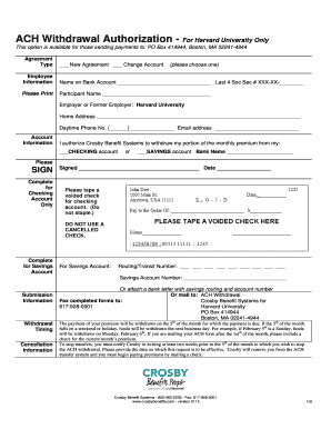 ACH Withdrawal Authorization Form