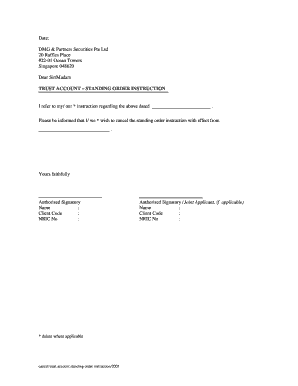 Trust Account Standing Order Cancellation