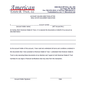 Account Holder Direction Letter