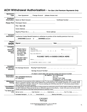 ACH Withdrawal Authorization Form