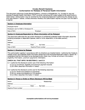 Authorization for Release of Personal Health Information