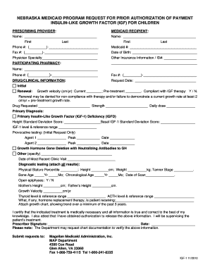 Nebraska Medicaid IGF Prior Authorization Form