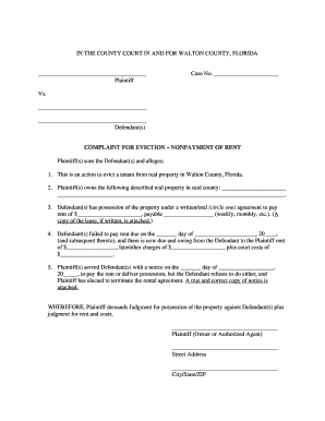 Florida Eviction Complaint Form