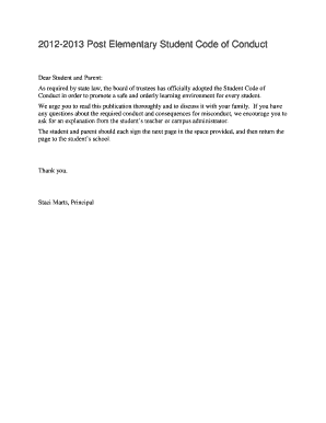 2010-2011 Post Elementary Student Code of Conduct