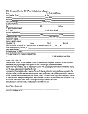 Diboll ISD Emergency Information Form