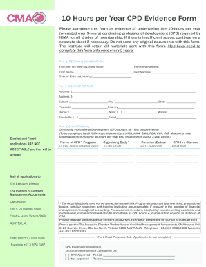 ICMA 10-Hour CPD Evidence Form