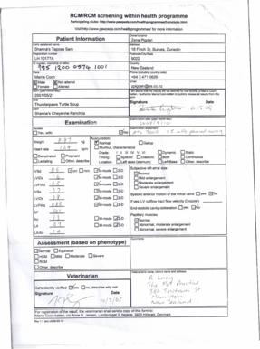 HCM Screening Form for Cats