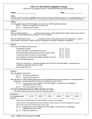 AHCCCS Eligibility Screening Form