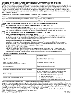 Medicare Sales Appointment Confirmation Form